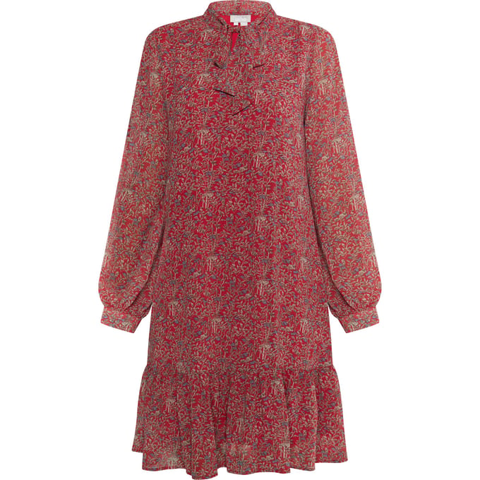 usha Midi-jurk met bloemenprint Dames Rood Veelkleurig