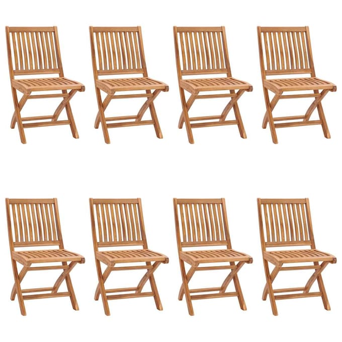 vidaXL - Opklapbare - stoelen - met - kussens, - 8 - stuks, - massief - teakhout