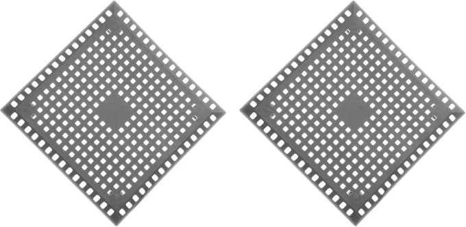 Siliconen doucheafvoer haarvanger - vierkant afvoerdeksel grijs - set van 2 stuks