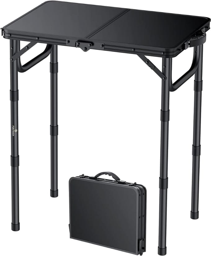 KAD® Campingtafel - Vouwtafel - Opklapbare Tafel - Zwart ‎40cm x 58cm x 70cm