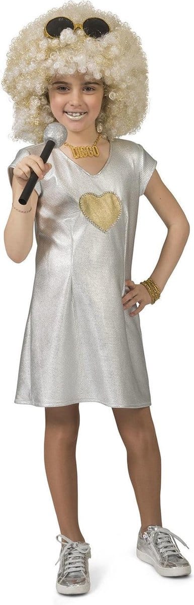 Disco jurkje Elise zilver met gouden hart