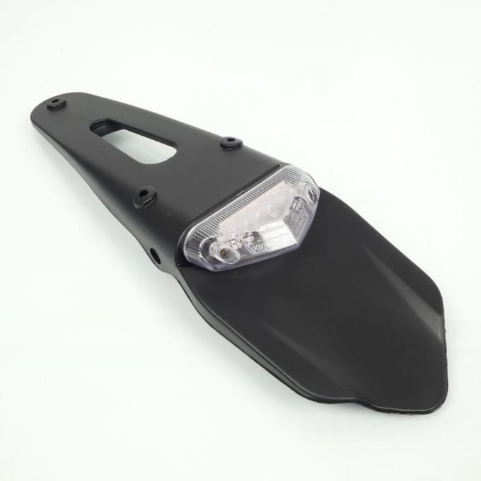 Bavette support plaque Myra avec feu LED 12V transparent pour moto enduro Neuf