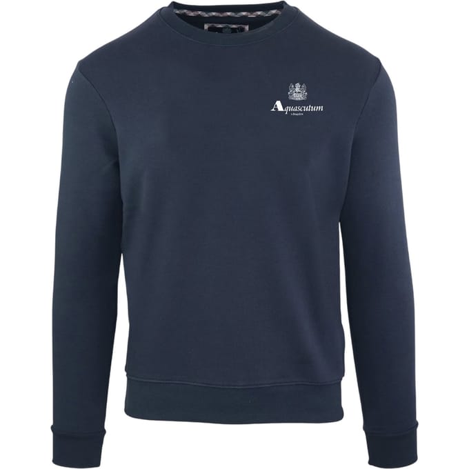 Aquascutum Heren Crew Neck Regular Sweatshirt (Marine)