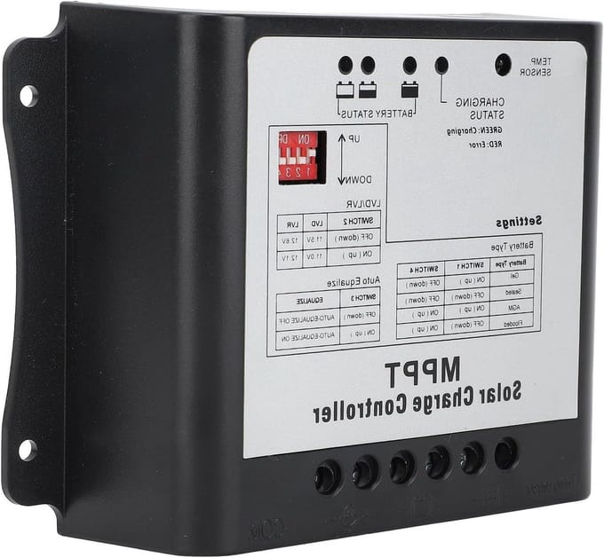 Zonne-laadregelaar - MPPT Controller - Batterij Opladen - Efficiënte Tracking - 15A - Grijs
