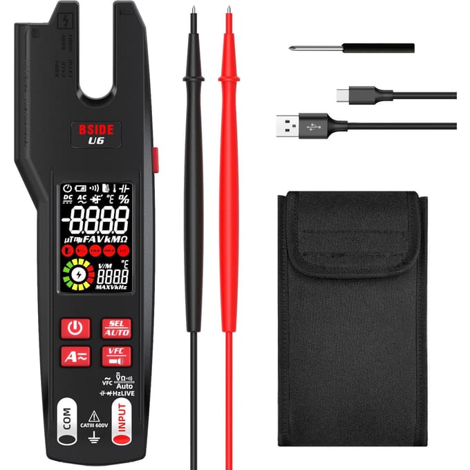 BSIDE U6 9999 Telt Digitale Stroomtang Multimeter Stroomtang Multimeter Voltmeter Ampèremeter AC DC zwart