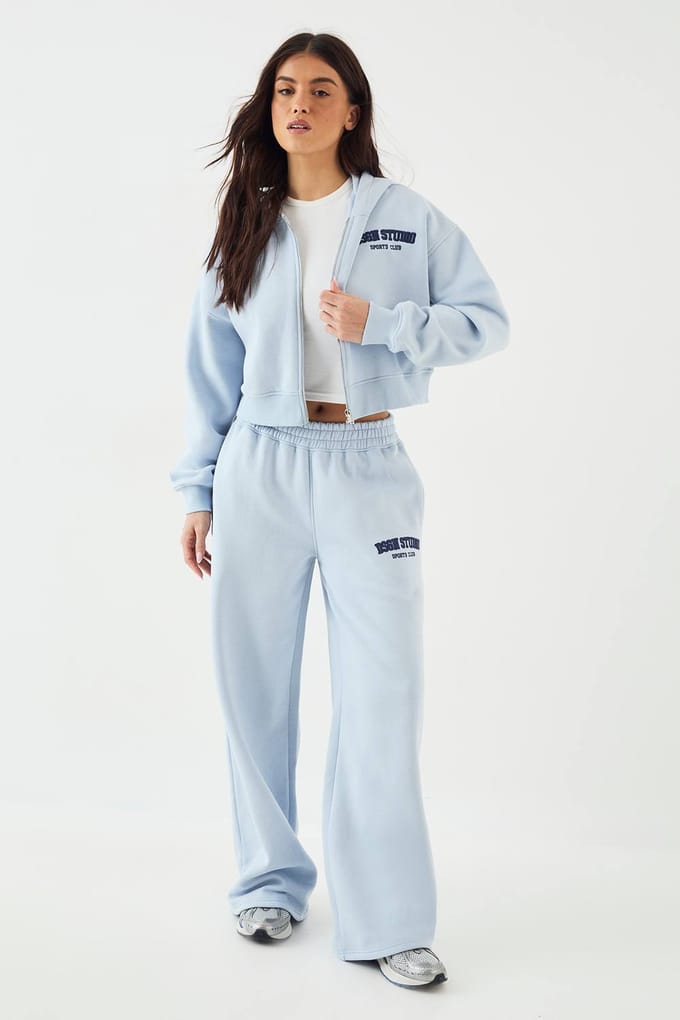 Dames DSGN Studio Applique Rechte Pijp Jogger | Light Blue | Maat: 2XL
