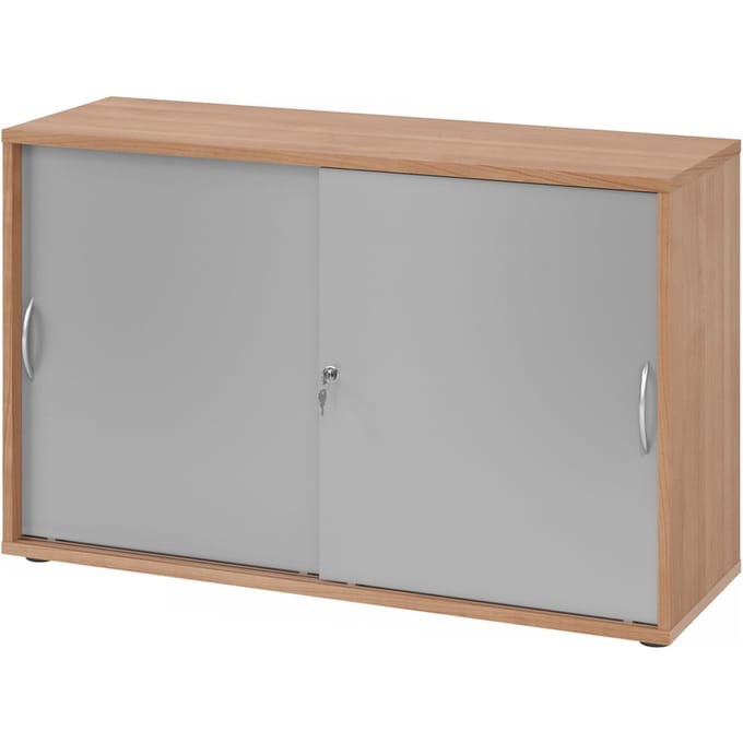 BETA 1752S | Schuifdeurkast | 2 OH - Walnoot/Zilver Metalen handgreep