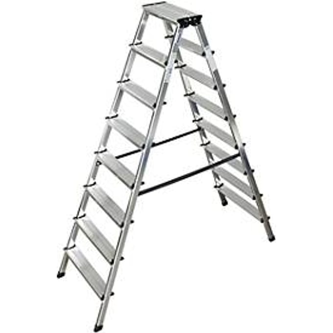 Dubbele trapladder van aluminium, 2 x 8 treden