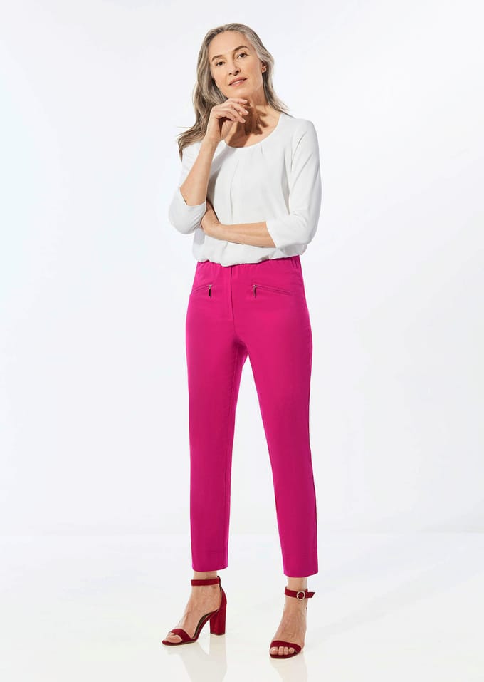 7/8-broek LOUISA van bengaline - roze - Gr. 24 van Goldner Fashion