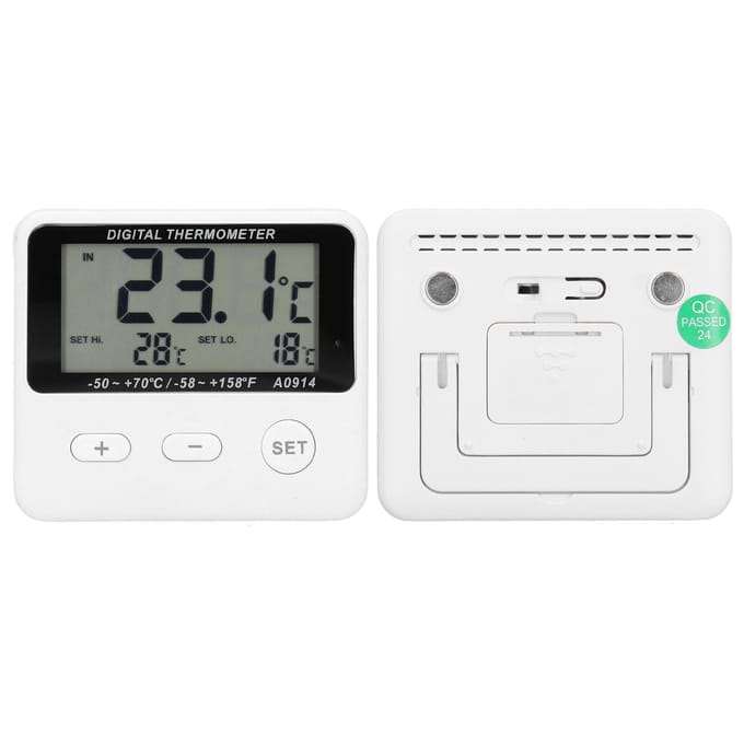 Koelkast Alarm Thermometer Binnen Buiten Universele Temperatuurmeting met Sonde gray