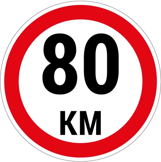 80 km bord | gecoat dibond materiaal | 10 cm