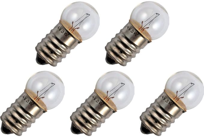 Signaallamp E14 6V 5W - 833 mAh - 5 stuks - G18 Gloeilamp Ø18mm - 35mm - 2500K - Dimbaar