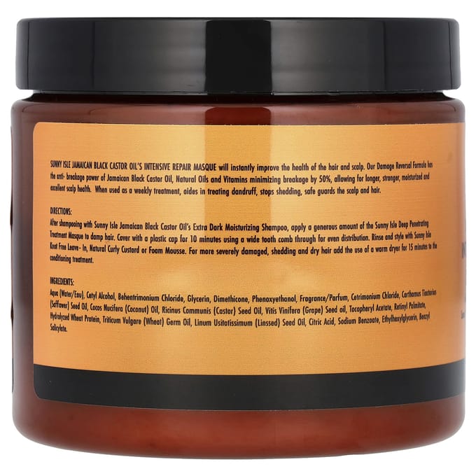 Sunny Isle, Jamaican Black Castor Oil, Intensive Repair Mask, 16 fl oz white