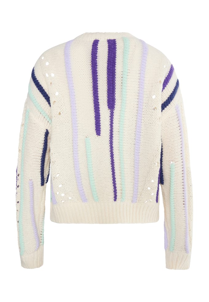 IZIA Jumper Dames Wol Wit Veelkleurig