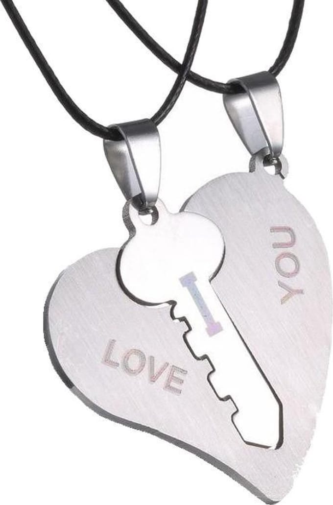 Fako Bijoux® - Vriendschapsketting - BFF Ketting - RVS - Hart Met Sleutel