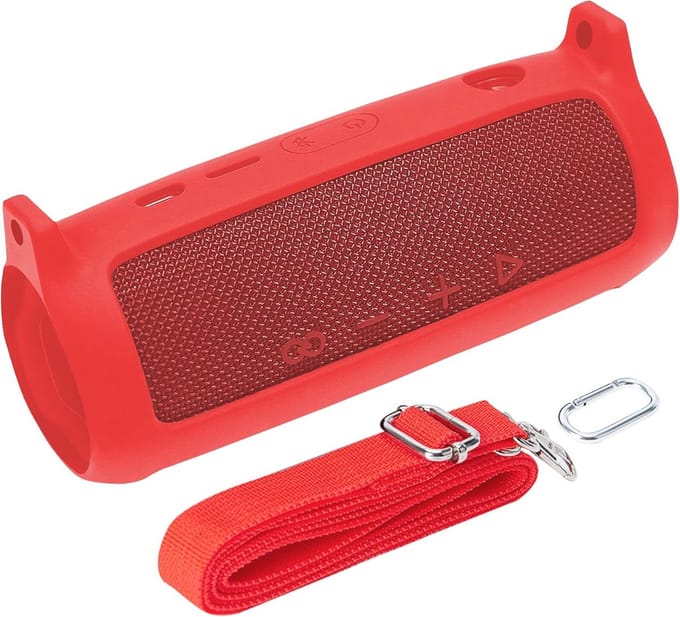 Siliconen Case voor Draagbare Bluetooth-luidspreker met Karabijnhaak en Schouderriem