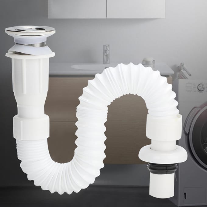 2 Stuks Kleptype Flexibele Badkamer Wastafel Waterafvoerslang Pijp Afvoeraccessoires white