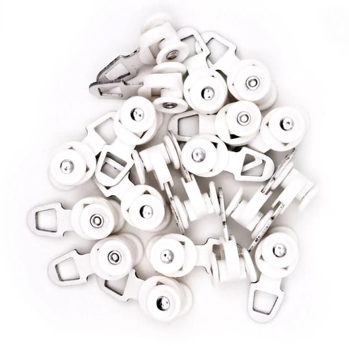 Gordijn Runners/Glijders - 25 stuks - wit - met wieltjes