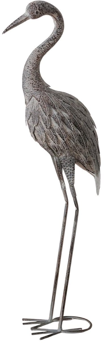 Vogel - Vijvervogel - Reiger - 92x17x30cm - Grijs - Narona-beeld