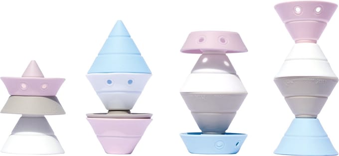 HIX - Pastel Kleuren, 4 omvormbare bouwkegels in elastische siliconen rubber, in doos 8.2x8.2x14.3cm, 2+