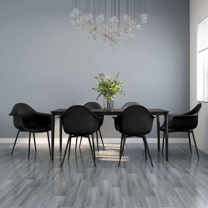 vidaXL - Eetkamerstoelen - 6 - st - PP - zwart