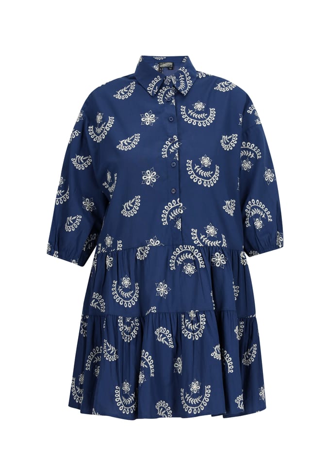 Dreimaster Jurk Dames marine wol wit