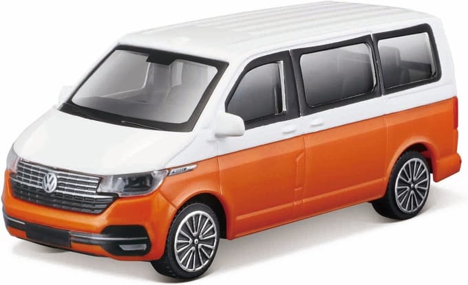 Bburago Volkswagen T6.1 - Modelauto - Schaal 1:43 - Wit/Oranje