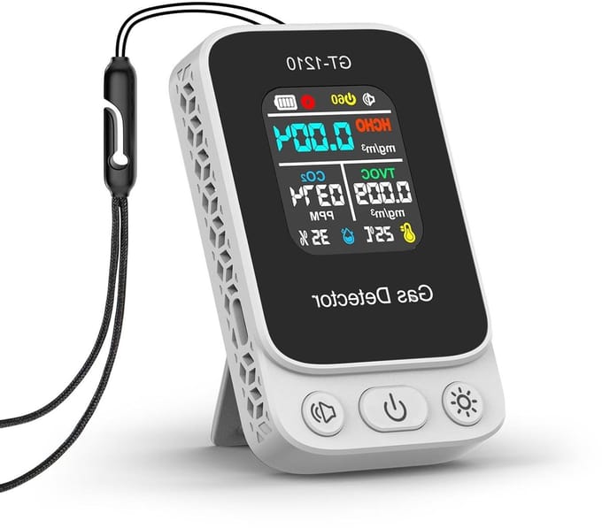 Luchtkwaliteit Monitor - CO2 Meter - Binnen Milieu - 5-in-1 Meting - Compact Formaat - Wit