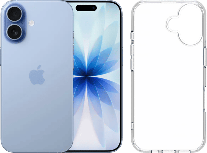 Apple iPhone 17 256GB Blauw + BlueBuilt Protective Back Cover Transparant