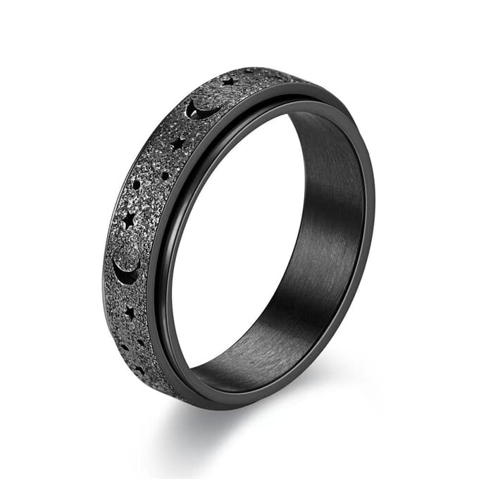 Mode Regenboog Maan Ster Angst Ringen voor Vrouwen Mannen Rvs Fidget Ring Anti Angst Ring Stress Spinner Ring 12 gray