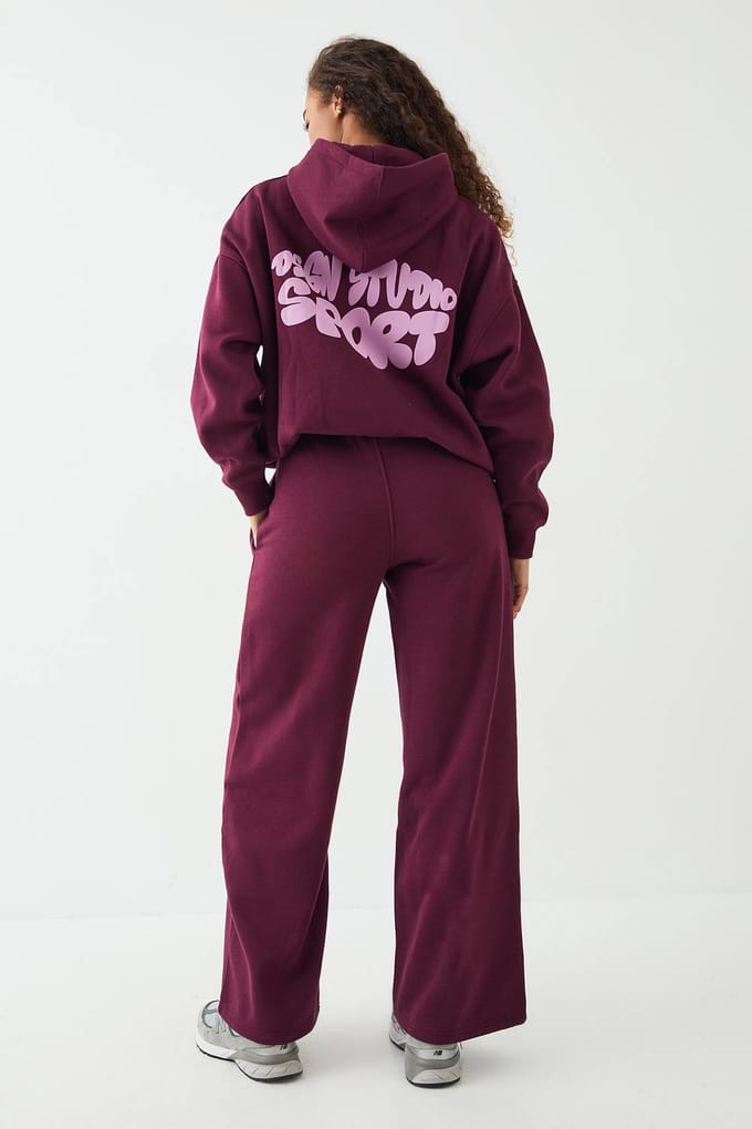 Dames DSGN Studio Sport Bubble Rechte Pijp Joggingbroek | Pruim | Maat: XL