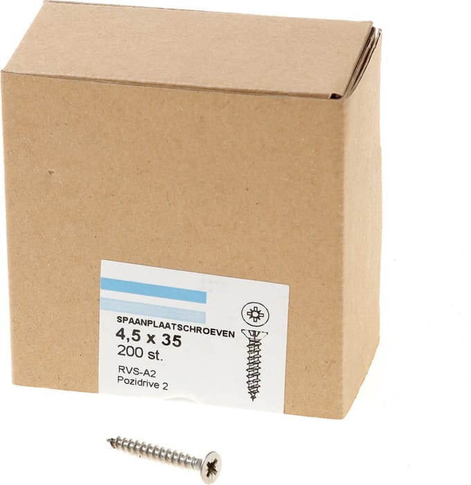 Spaanplaatschroef rvs-a2 pk pz-2 4.5x35 (200)