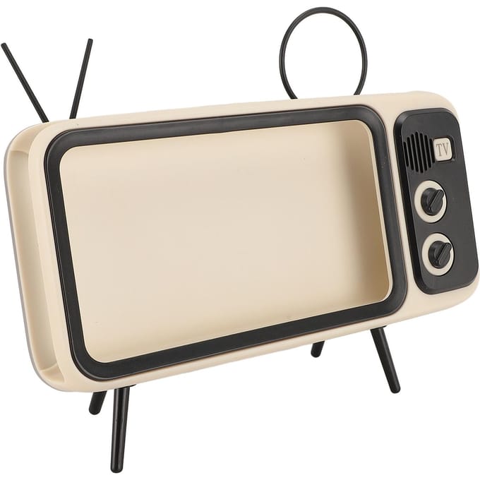 TV Desktop Mobiele Telefoon Houder Multifunctionele Mini Desktop Retro Mobiele Telefoon Standaard beige