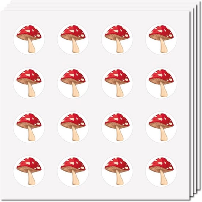 VT Goods - Paddenstoelstickers - Plakband - Zelfklevend - Rood