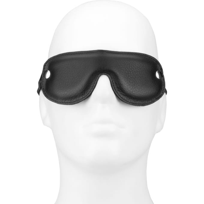 Rimba Bondage Play - Gevoerde Blinddoek Leer - Zwart