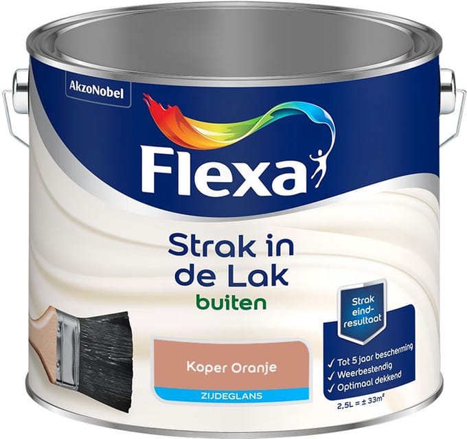 Flexa - Strak In De Lak Buitenlak Zijdeglans - Koper Oranje - Mengverf - 2,5 L