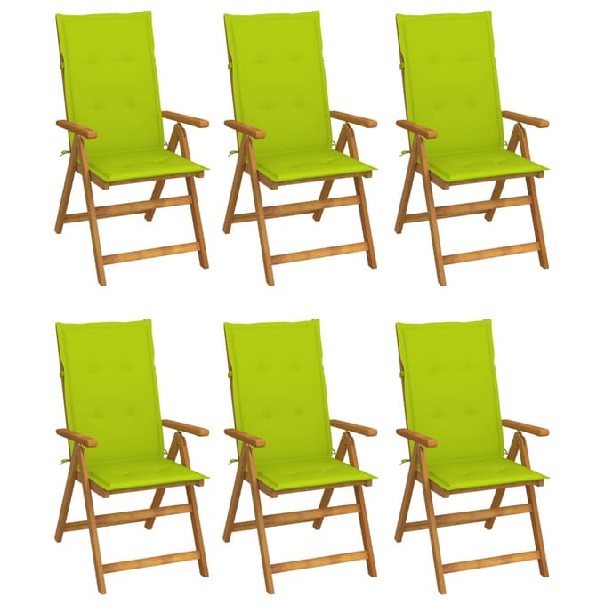 vidaXL - Inklapbare - stoelen - 6 - st - met - kussens - massief - acaciahout