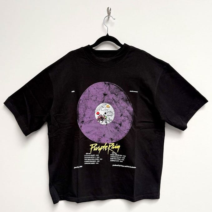 Prince - Purple Rain Disc Heren T-shirt - M - Zwart