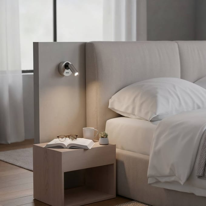 Ideal Lux LED wandspot Bean, Ø 7 cm, nikkelkleurig metaal