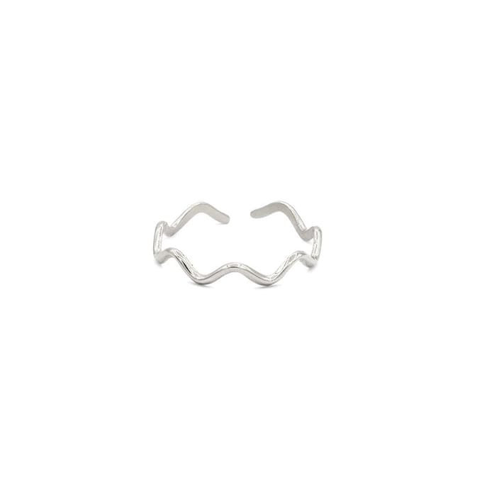 Mint15 Verstelbare ring golven 'Waves' - Zilverkleur RVS/Stainless Steel