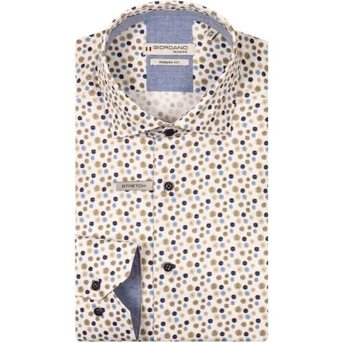Giordano Overhemd Maggiore Semi Cutaway Collar Small Graphic Flowers Pattern Navy-Multi / male