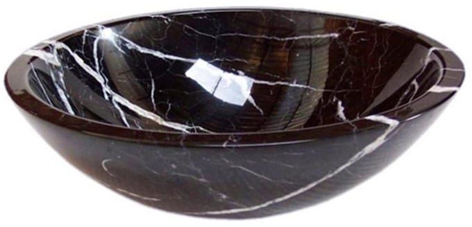 FugaFlow Efficiente Arredo Nero Marquina Waskom - 43x43x13.5cm - rond - marmer - zwart