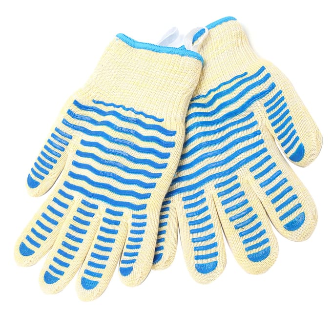 2 STUKS Hittebestendige Handschoen One Size 500 graden Celsius Antislip Vlamvertragend voor Magnetron Handbescherming beige