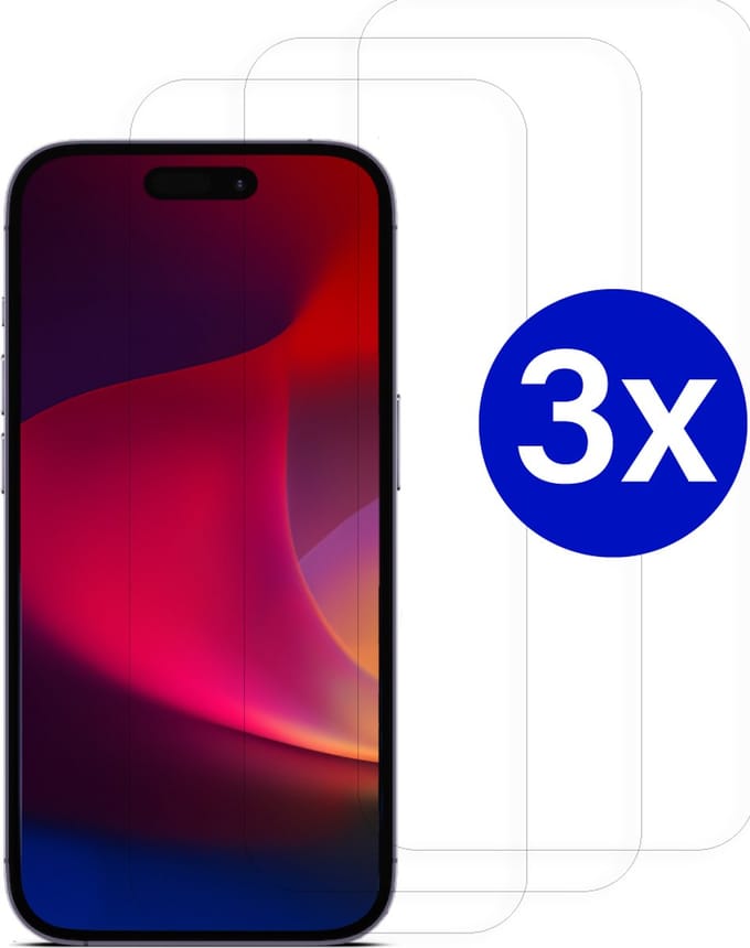 Triple Pack - Screenprotector geschikt voor iPhone 16 Plus - Tempered Glass - Beschermglas - Glas - 3x Screenprotector - Transparant