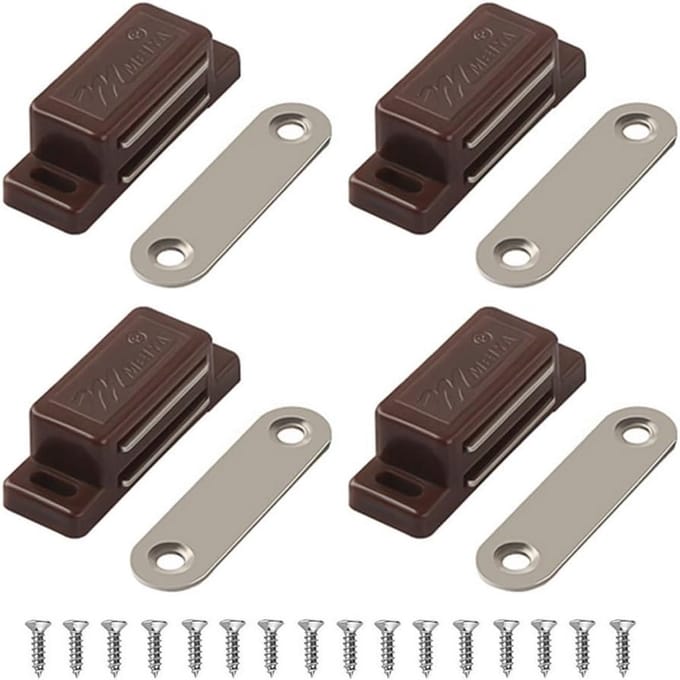 Magnetische deursluiters voor keuken en meubelen - 4 Pack Bruin