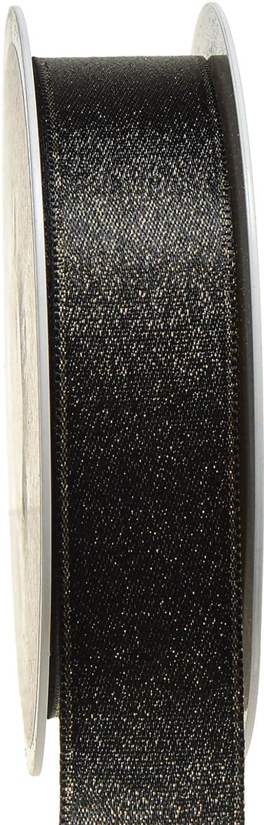 Zwart lint goud glinsterend sieradenlint 25mm 20m
