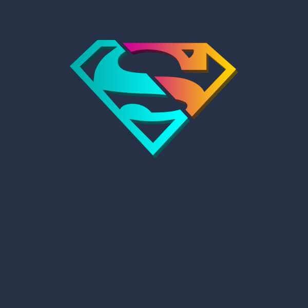 Justice League Neon Superman Men's T-Shirt - Navy - M
