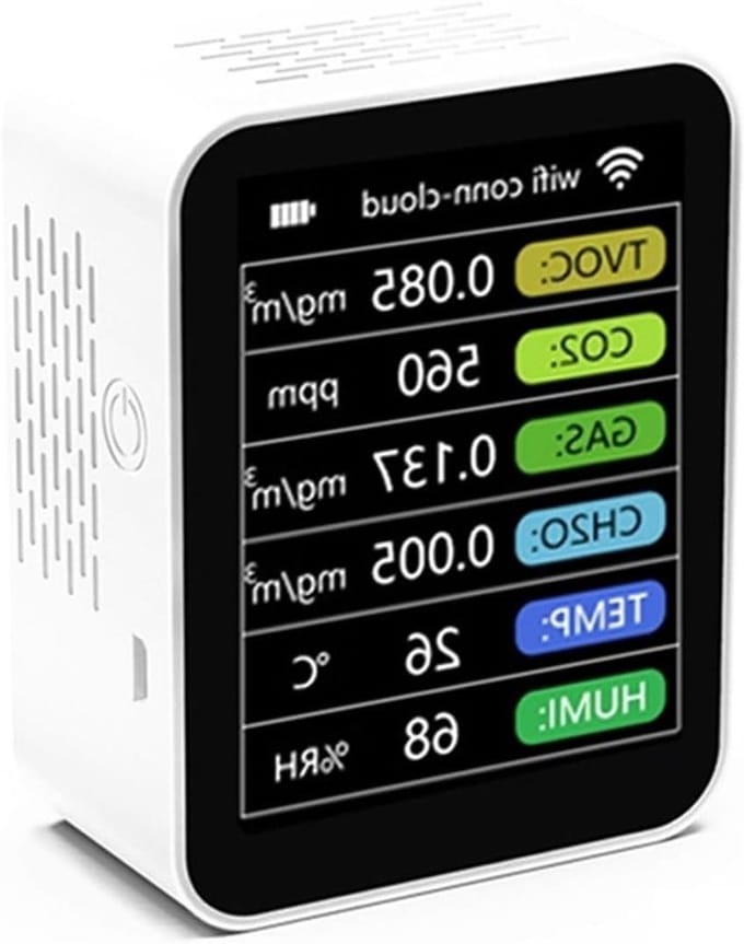 Luchtkwaliteit Tester - CO2 Sensor - Binnen Lucht Meten - Smart App Koppeling - 90 x 70 x 40 mm