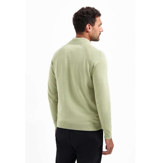 No Excess Pullover Half Zip High Collar Solid Light Moss Size: L | Sweaters Outlet | Heren | Groen
