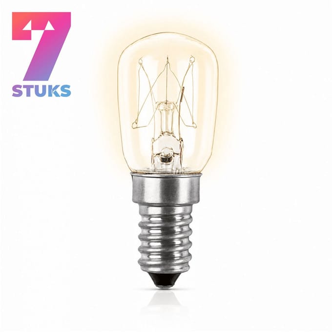 7x Mini Gloeilamp E14 - 15W - Warm Wit Licht (2700K) - 110 lm - 1 jaar - Dimbaar